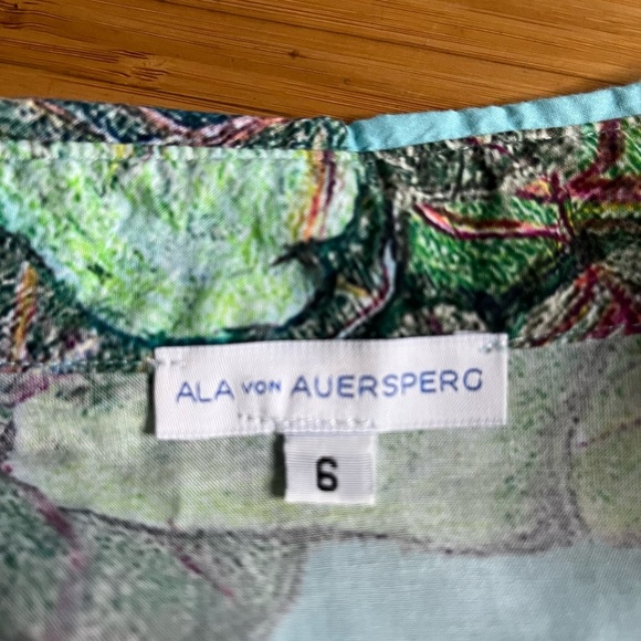 EUC ALA VON AUERSPERG- KATHE COTTON DRESS IN GREEN ISLAND. Size 6 - Picture 5 of 9